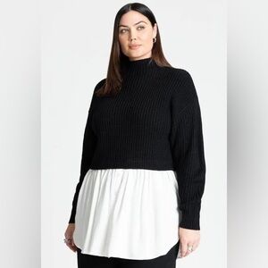 ELOQUII Twofer Skirted Sweater black Sz 26/28